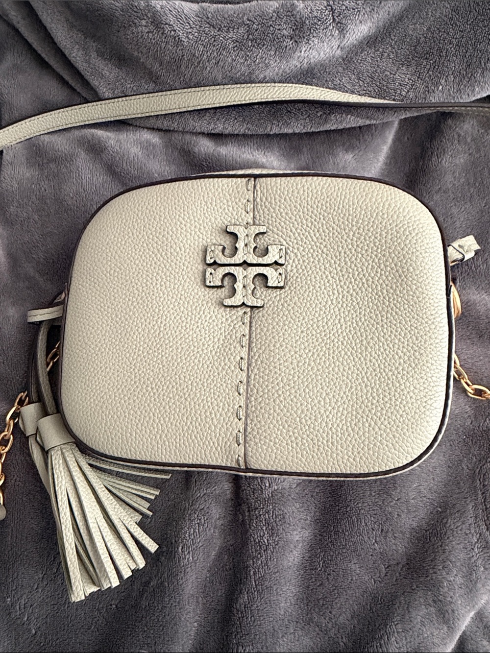 Tory Burch Light Green Leather Crossbody with Gold Hardware
